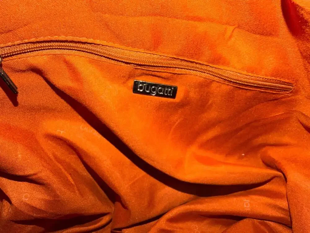 Bugatti Faux Leather Weekender Duffle Bag with Orange Lining